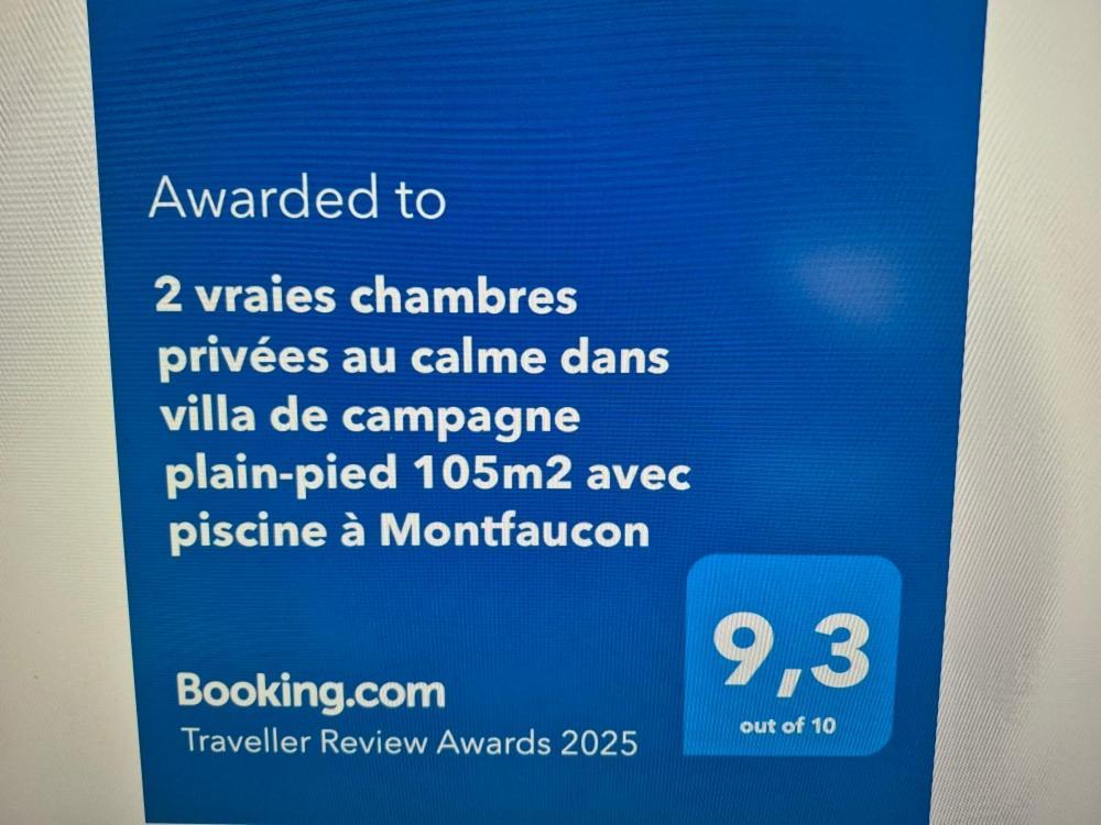 2 Vraies Chambres Privees Au Calme Dans Villa De Campagne Plain-Pied 105M2 Avec Piscine A Montfaucon Montfaucon  المظهر الخارجي الصورة